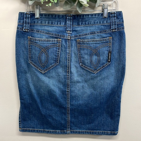 Billy Blues Vintage Denim Jean Skirt Side Slit Pencil 8 - Picture 2 of 11